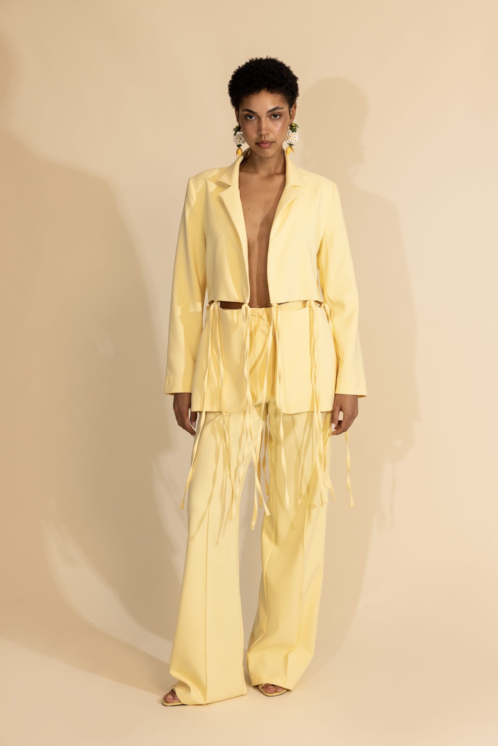 Be A Bee sunray butter yellow blazer front view