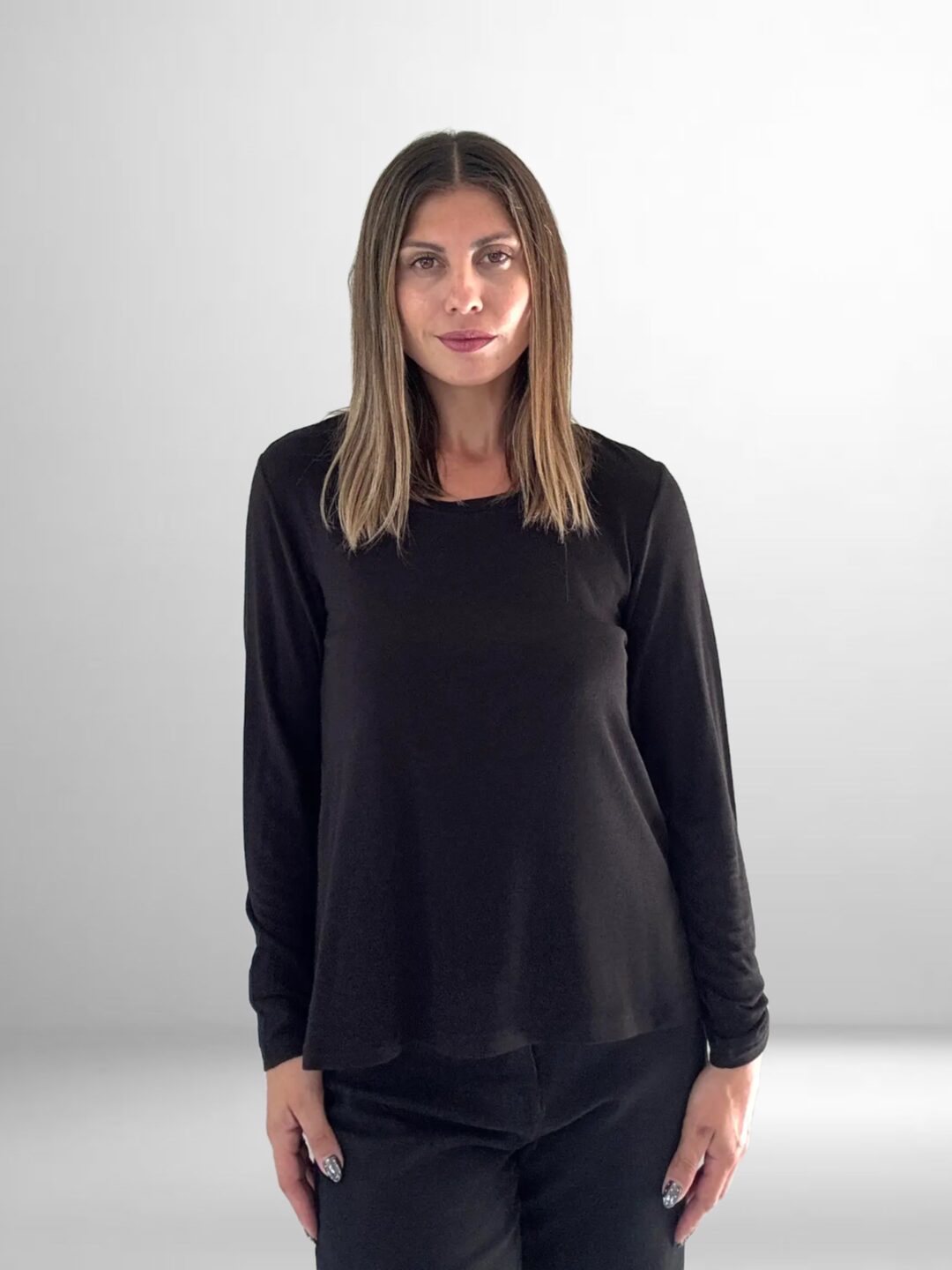 Basic long sleeve blouse Innocent Black