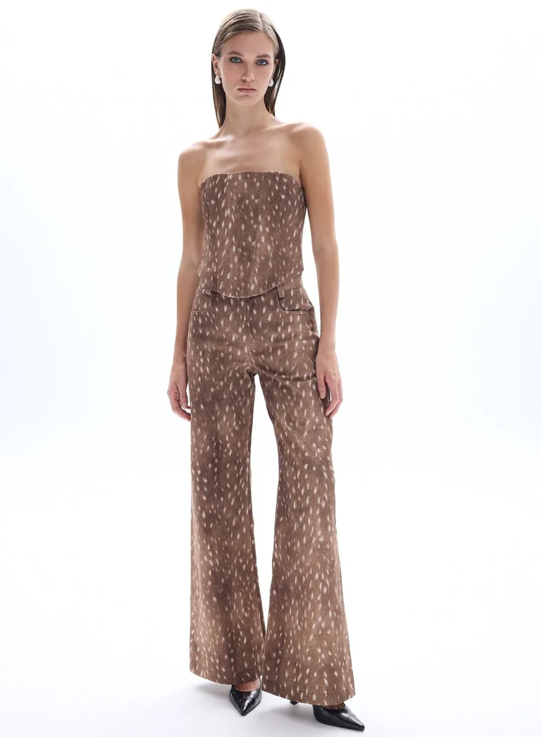 Be A Bee Bambi denim pants front view with deer print