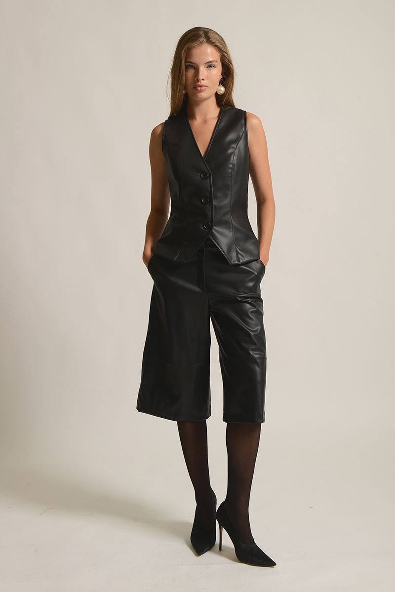 μαύρη δερμάτινη βερμούδα Twenty 29