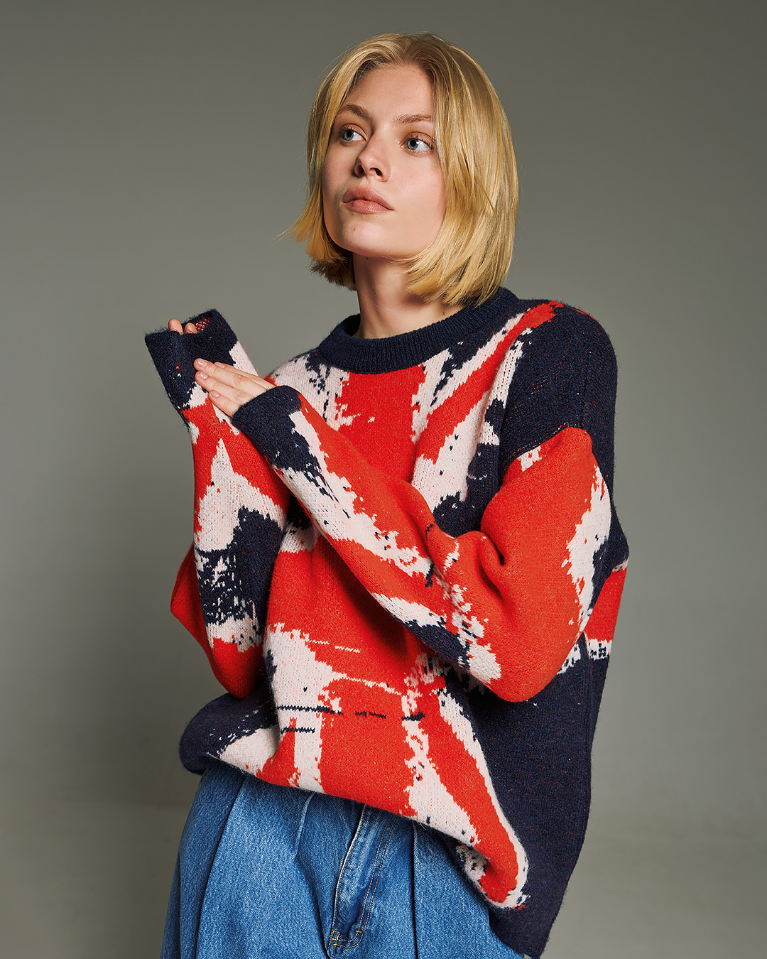 England flag knit oversized sweater