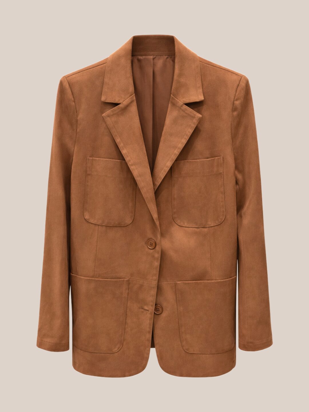 Brown suede classic blazer with tailored fit