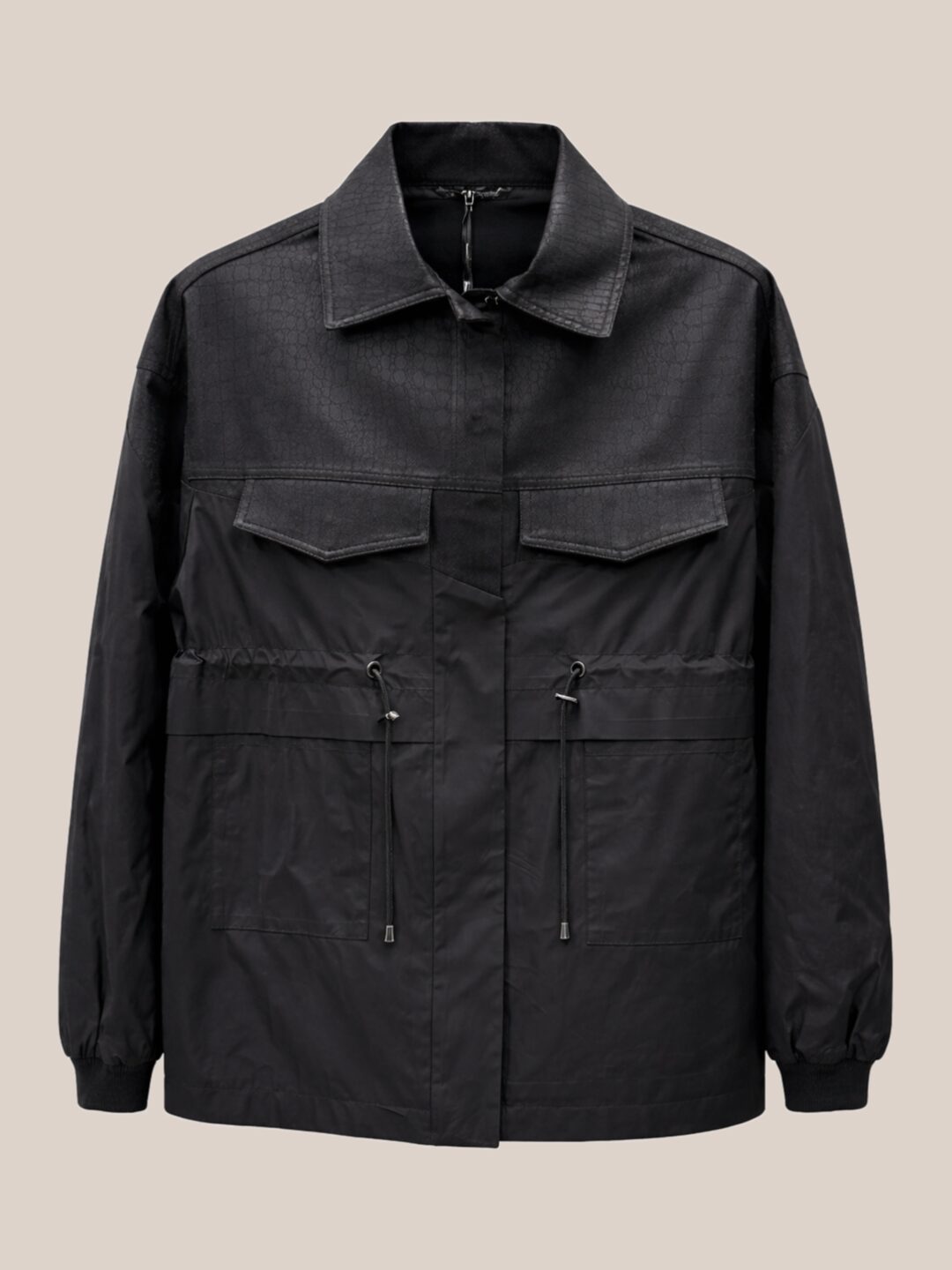 Innocent croco tafeta jacket black front view