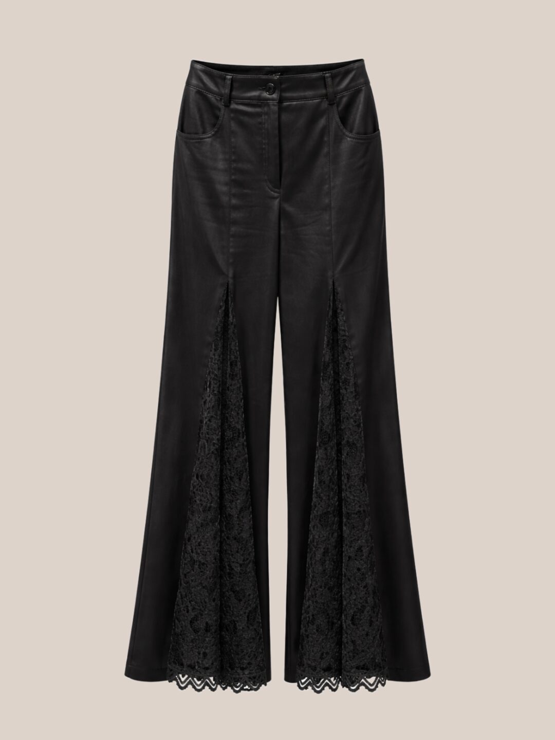 Innocent eco leather flared pants black front view