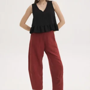 Aeria Linen Blend Top Black by Innocent front view style