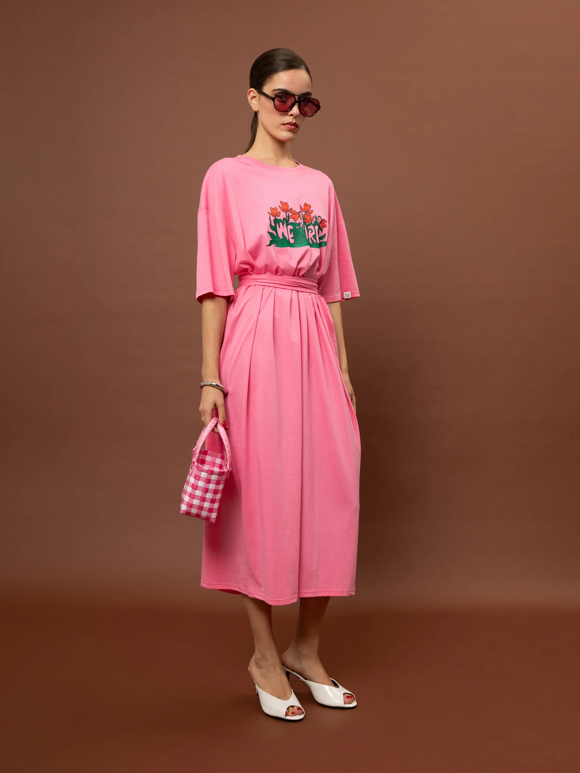 pink oversized maxi tshirt dress women we are side