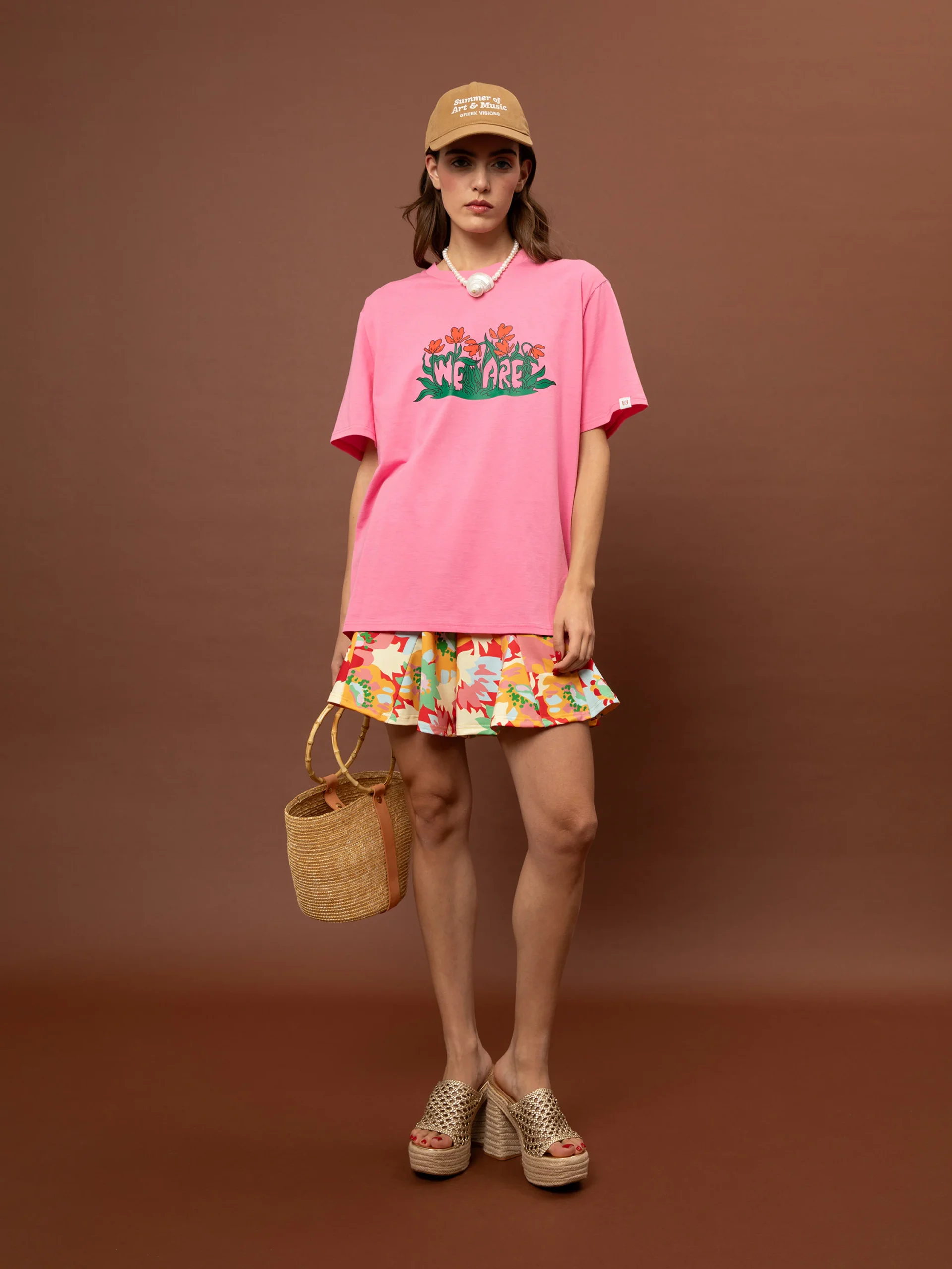oversized t shirt pink women we are front