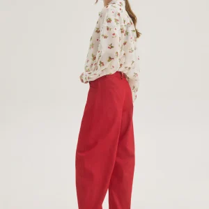 slouchy pants red women innocent back
