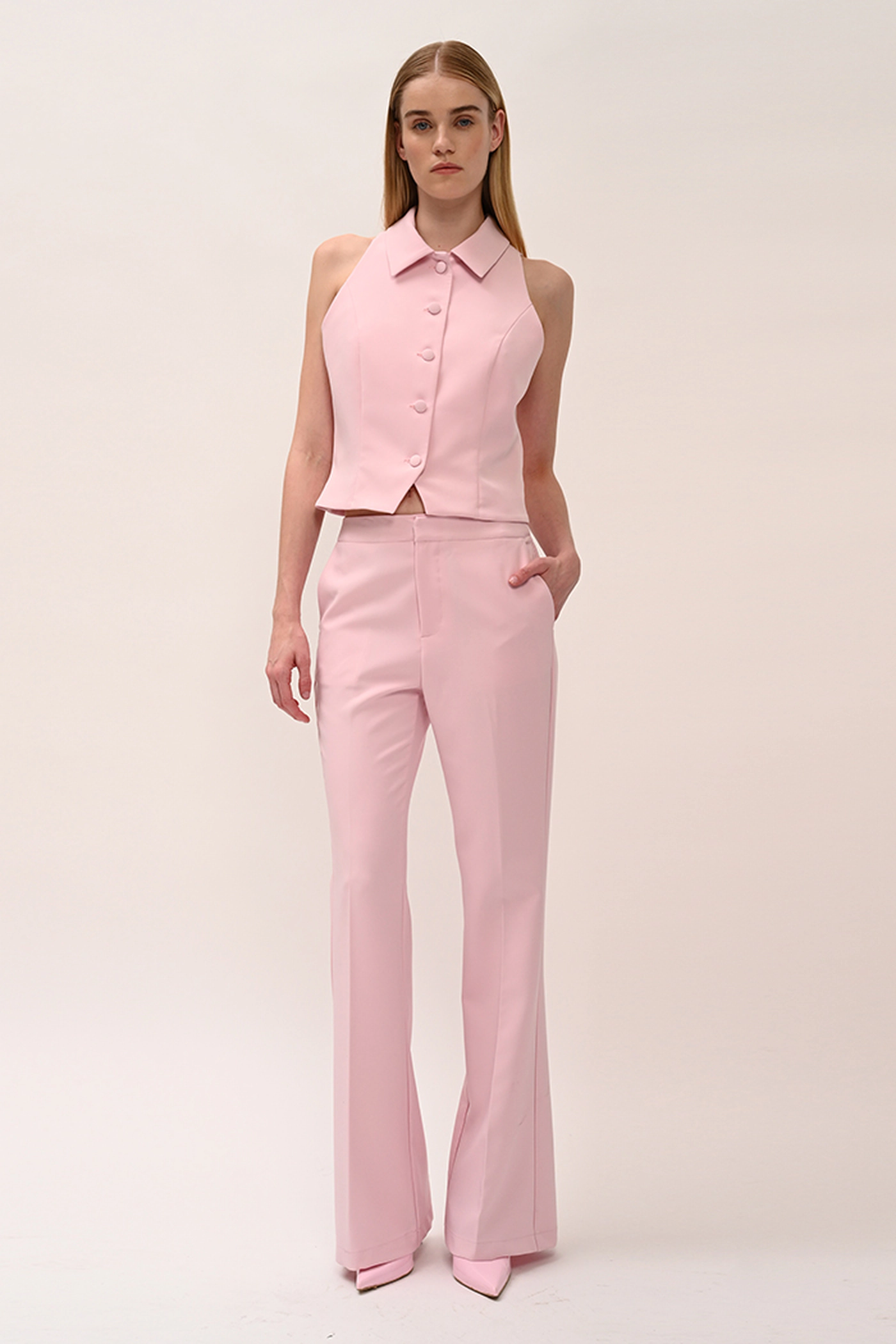 tailored vest pink women Twenty-29 Lena front