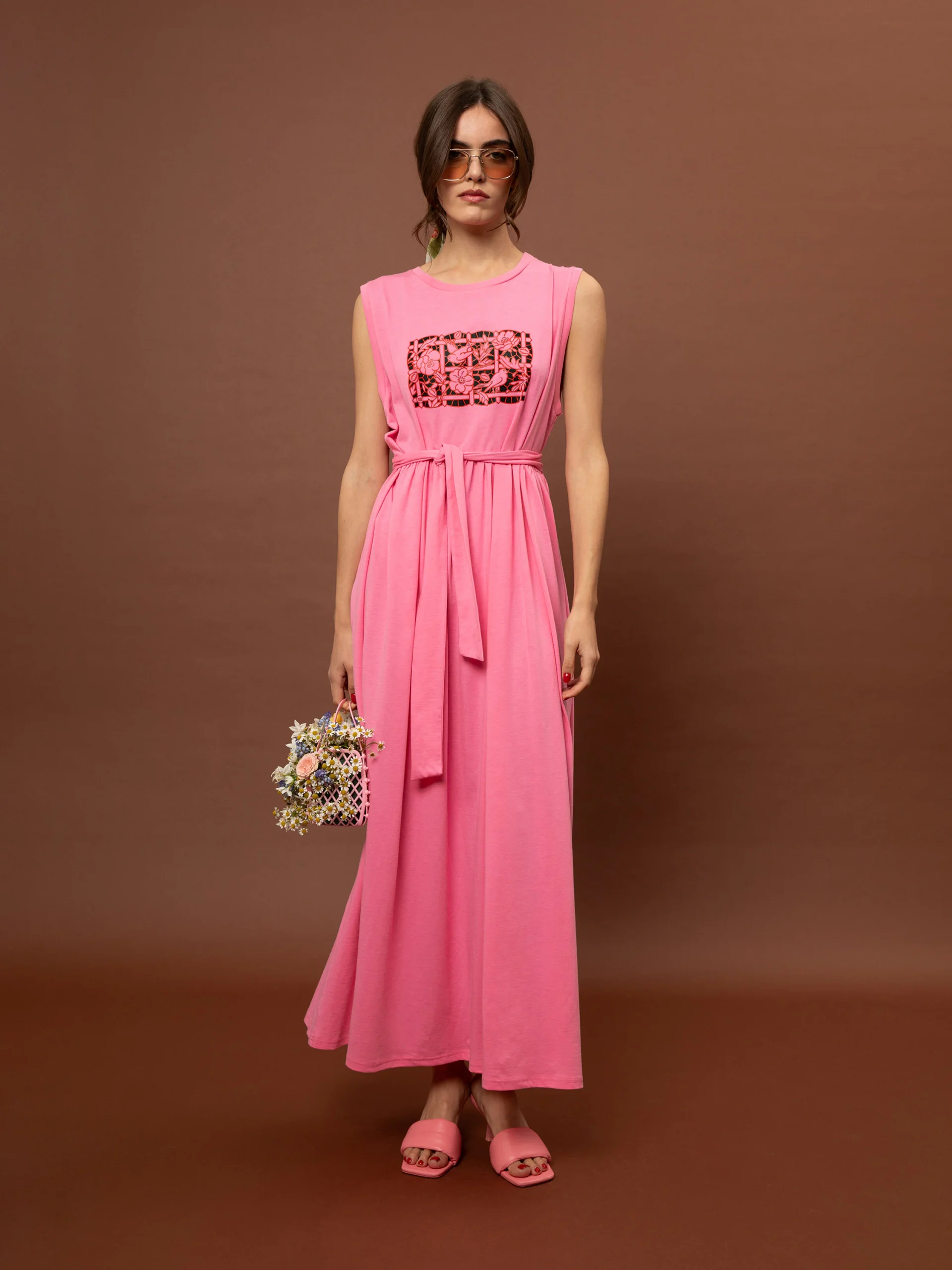 sleeveless maxi dress pink women We Are Semedaki front