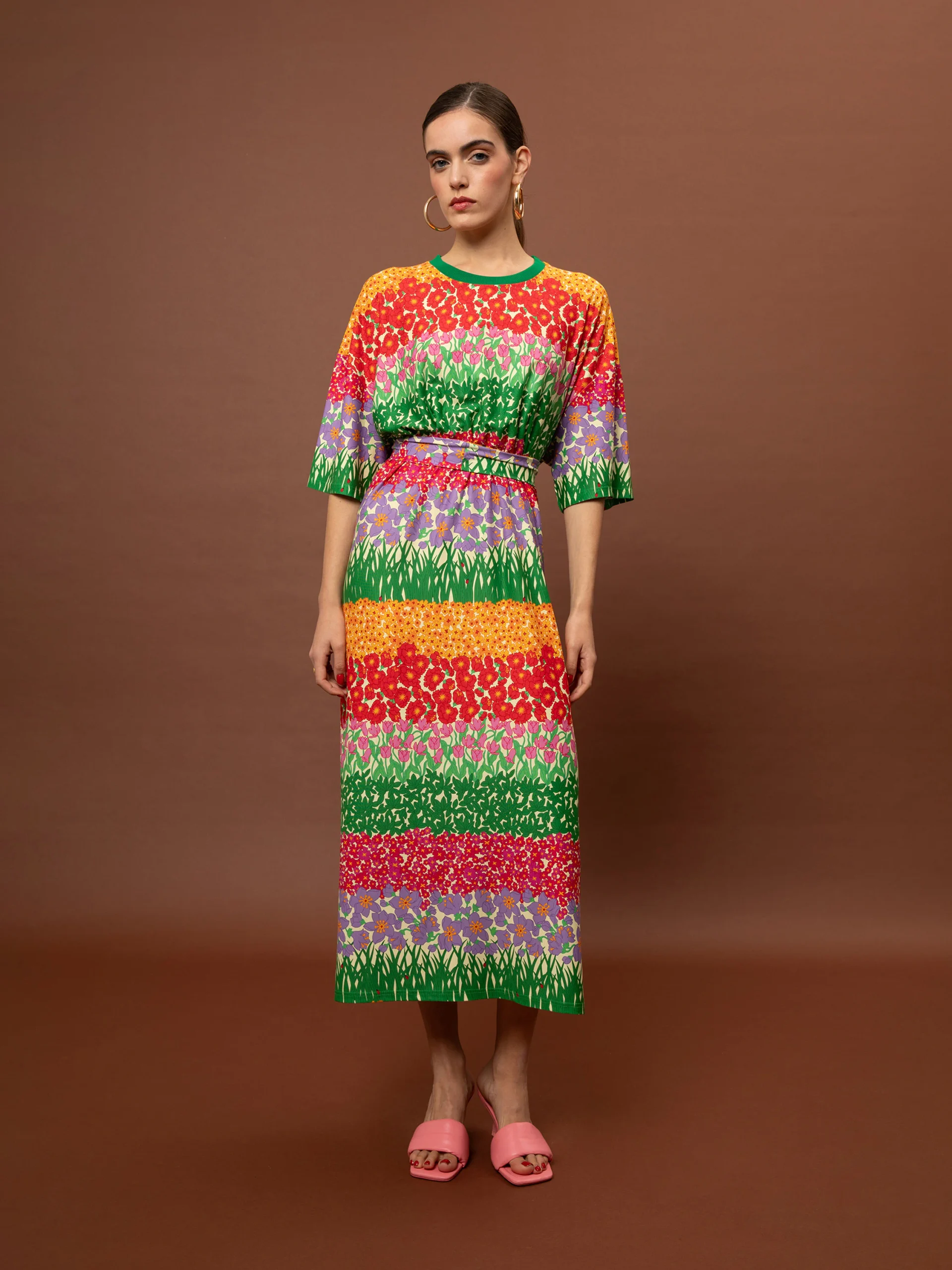 floral maxi t-shirt dress women We Are garden outfit front