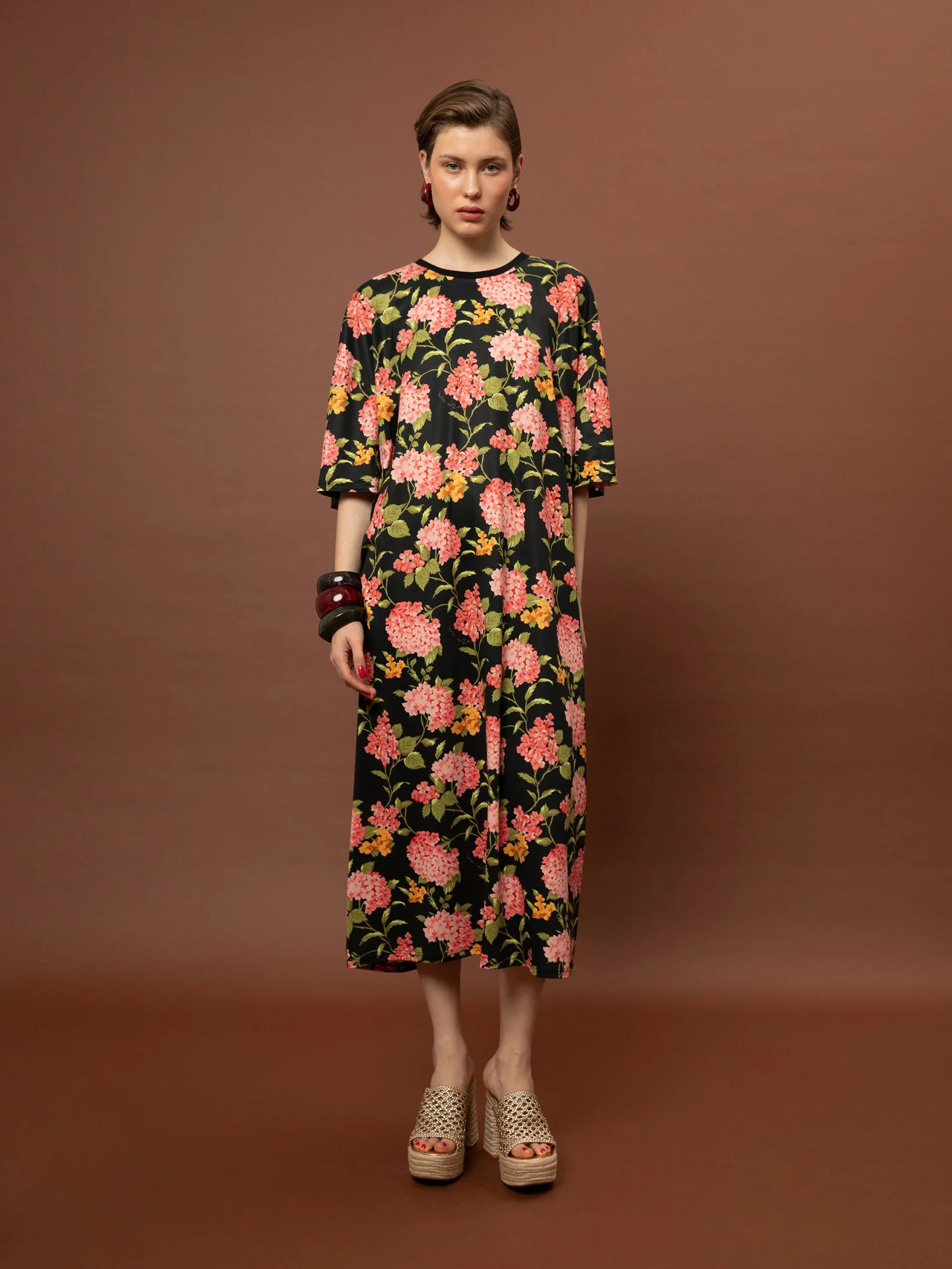 oversized maxi dress black women We Are Ortansies front full