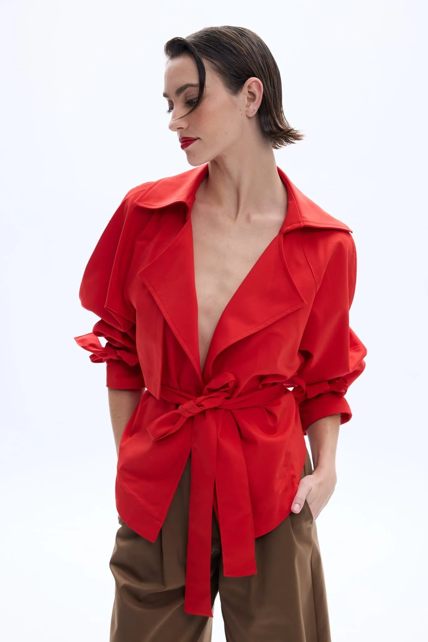 red jacket women Be A Bee Lindsay front detail