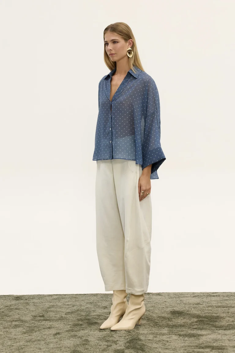 polka dot shirt blue women Innocent Anais front detail view