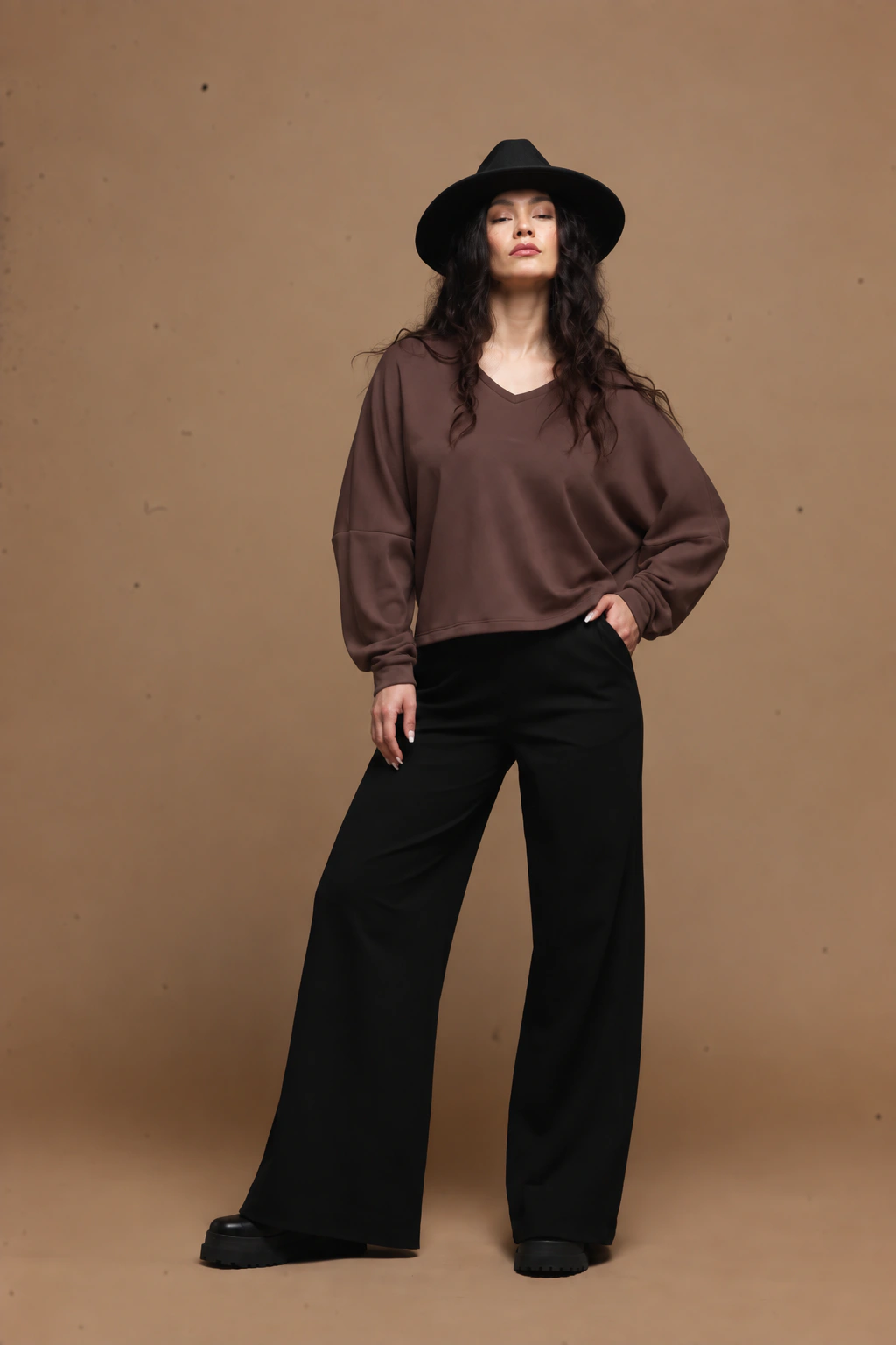 chocolate women top Tag Modest Clothing Repo Top front view