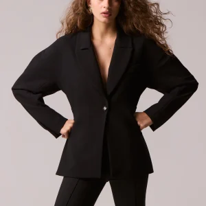 fitted blazer black women Twenty-29 Livia detail view