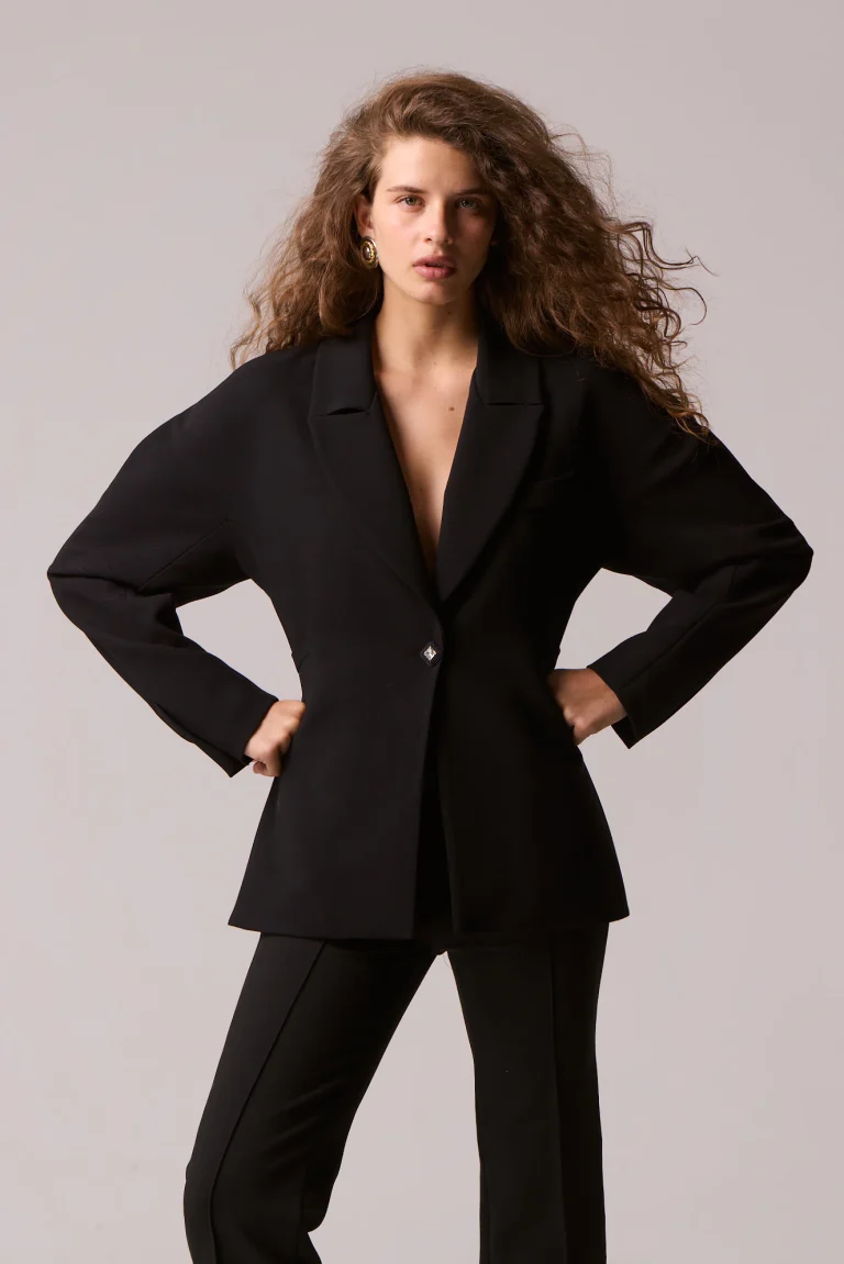 fitted blazer black women Twenty-29 Livia detail view