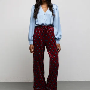 light blue satin women shirt We Are Goldie front view