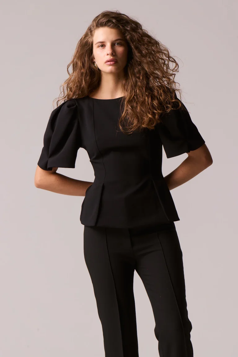 black split hem top women Twenty 29 Sabine detail view