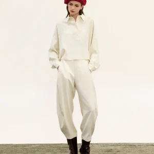 Innocent Mila off-white shirt and slouchy pants on model, front view